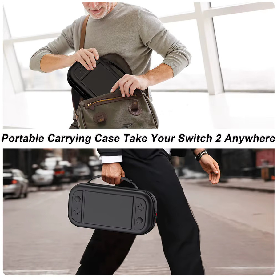 GMAXFUN Tragbare Hartschalen-Reisetasche für Nintendo Switch 2 und NS2 in Schwarz mit Glas-Displayschutz und Kappen - Bild 3