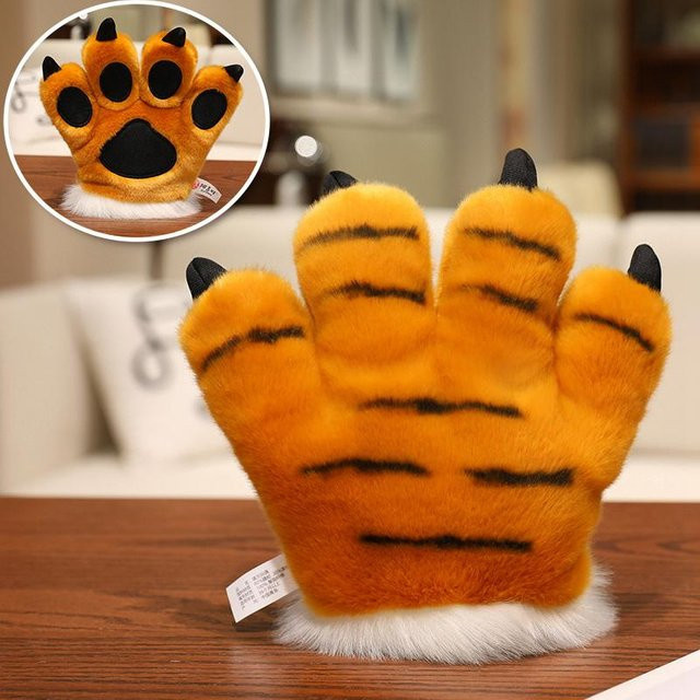 Bärenpfoten Handschuhe, Plüsch, orange, ab 14 Jahren - Bild 1