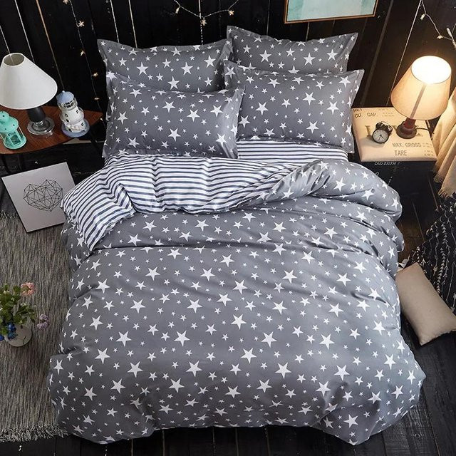 Flylo Bettwäsche Set Kuhstreifen mit Kissenbezügen aus Polyester in Grau, B/H: 135 x 200 cm - Bild 1