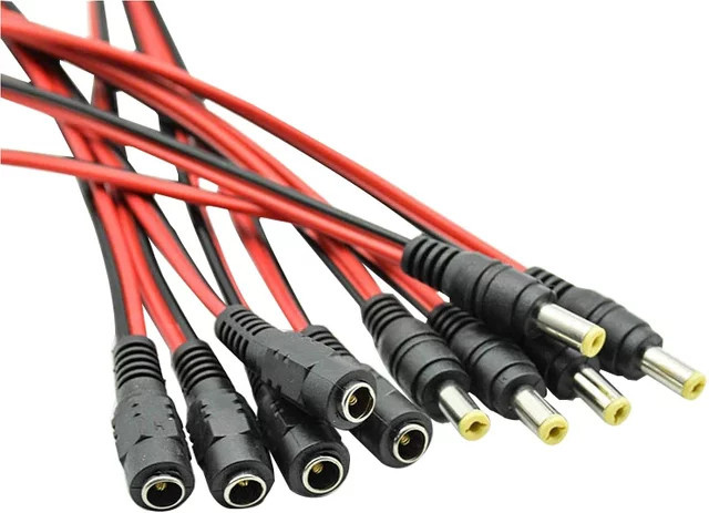 DC-Stromanschluss Adapter Set männlich und weiblich für 5 V und 12 V, 5,5 x 2,1 mm, Farbe: Schwarz - Bild 1