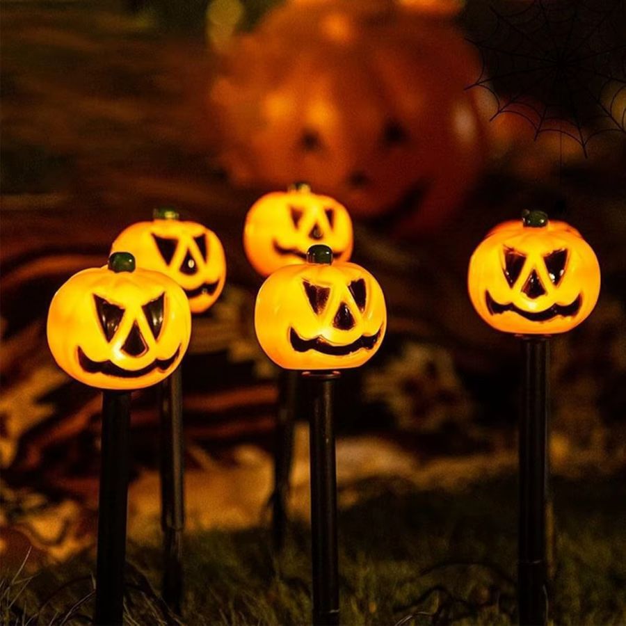 Peach Forest 5er Set Solar Halloween Deko-Leuchten mit Kürbis und Geist sowie 8 Beleuchtungsmodi für Garten und Terrasse - Bild 1