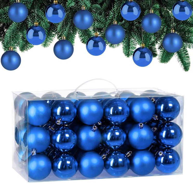 Casaria Weihnachtskugeln Blau 54-teiliges Set aus Kunststoff als Hängeornament für deine Weihnachtsdekoration - Bild 1