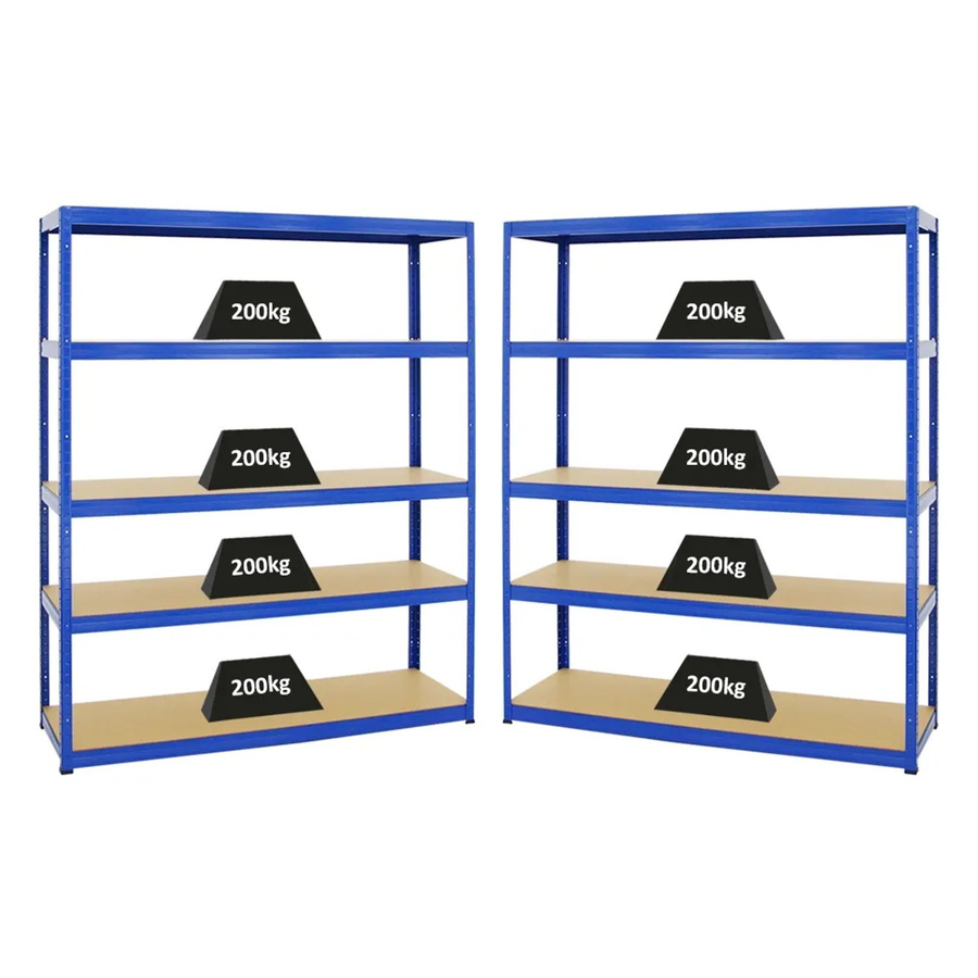 2er Set PROREGAL Schwerlastregal Giant Elephant in Blau mit verstellbaren Regalböden aus MDF und Metall, H x B x T: 180 x 150 x 45 cm - Bild 2