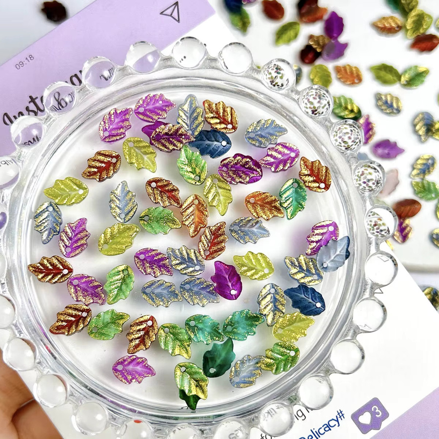 50 Stück Bunte Blatt Nagel-Charms, Metallic, Nail Art Dekorationen - Bild 5