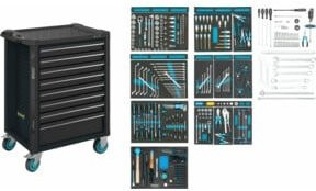 Hazet Werkstattwagen Assistent 179N-8-RAL7021 in Anthrazit mit 300 Werkzeugplätzen, abschließbar und rollbar, mit Arbeitsplatte, B/T/H: 52,2 x 39,8 x 87,4 cm - Bild 1