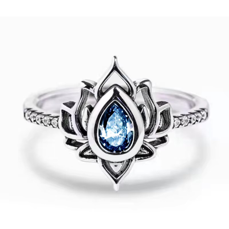 Huitan Blumenring, Silber, Zirkonia, Damen, Vintage - Bild 3