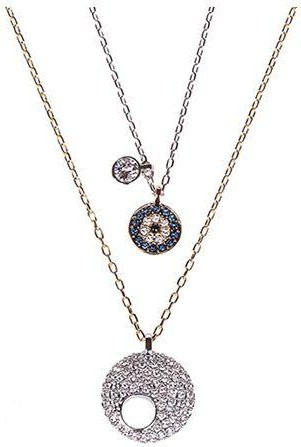 Swarovski Doppelanhänger Halskette, Kristall, gray, Damen - Bild 1