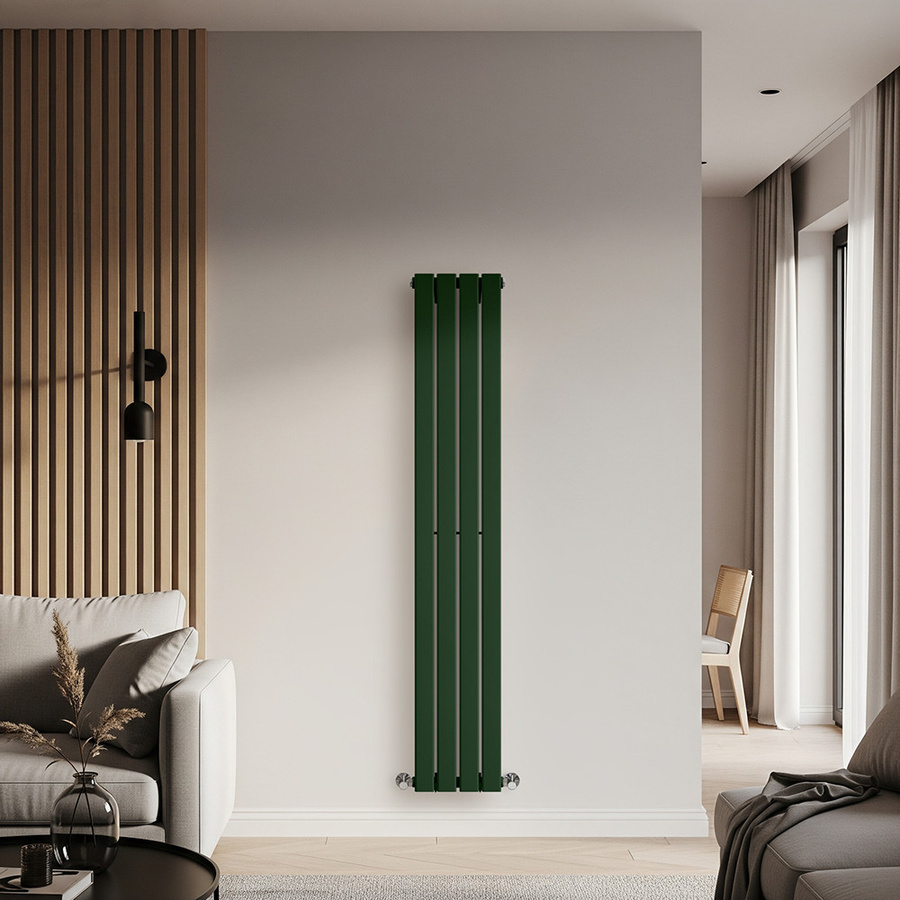 Einlagiger vertikaler Design-Heizkörper von Delta in Grün, Höhe: 160 cm, Breite: 28 cm - Bild 1