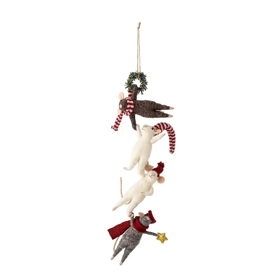 Bloomingville Weihnachtsanhänger aus Wolle in Weiß mit Tierfigur, Höhe: 40 cm - Bild 1