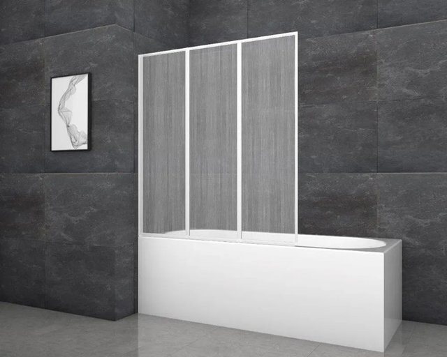 Aurlane Badewannenfaltwand White Cloud in Weiß, 3-flügelig, frosted, B: 120 cm, H: 130 cm - Bild 1