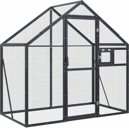 vidaXL Voliere aus Aluminium in Anthrazit mit verzinktem Maschendraht, B/T/H: 179 x 100 x 185 cm