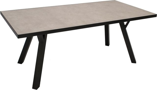 DEGAMO Tisch MANCIANO aus Aluminium und Glas in Keramikoptik, Farbe: Anthrazit und Hellgrau, B/T: 180 x 90 cm - Bild 1