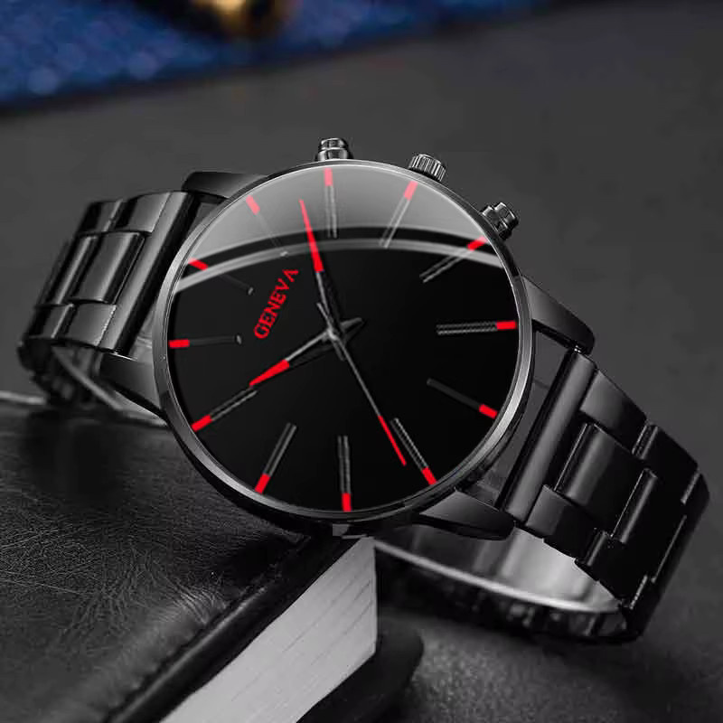 DSIMPLE Armbanduhr Quarz, Edelstahl, Schwarz, Silber, Herren - Bild 3
