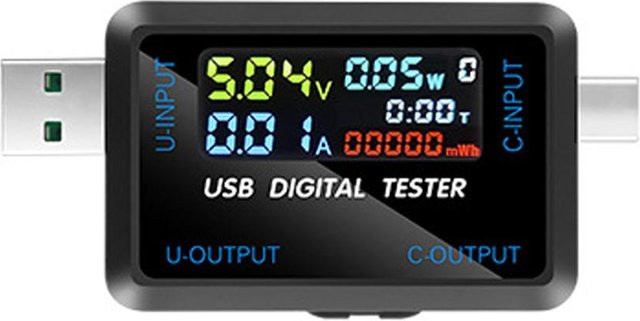 Kkmoon Multifunktions-USB-Spannungs- und Stromtestmessgerät mit digitalem IPS-Display, Kapazitätstester und Leistungstester 6527-Q, USB-C, bunt - Bild 1