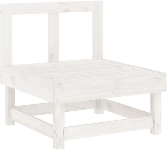 vidaXL Garten-Mittelsofa aus weiß lackiertem Kiefer Massivholz für Garten und Terrasse - Bild 1