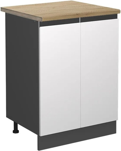 Vicco R-Line Küchenunterschrank in Weiß/Anthrazit mit Eiche-Optik, B: 60 cm, H: 81,6 cm, T: 60 cm - Bild 1