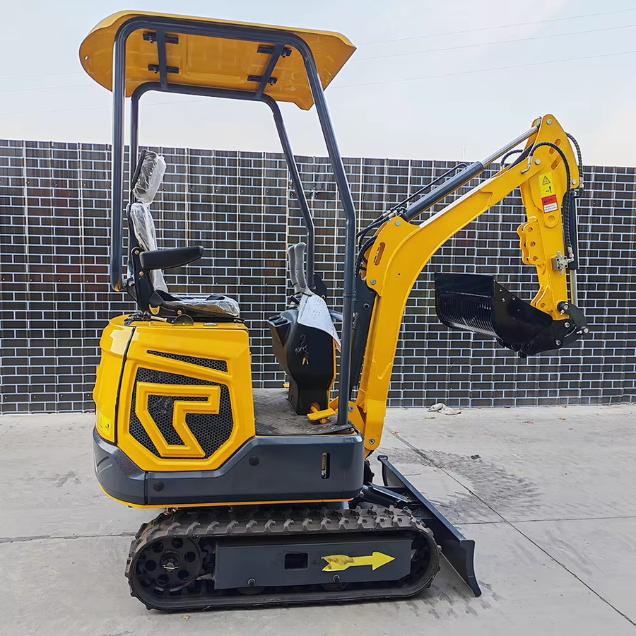 EACHAN Minibagger 1,2 Tonnen kleiner Raupenbagger mit Daumen in Gelb - Bild 4
