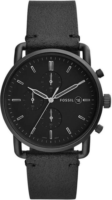 Fossil Chronograph Herrenuhr, Quarz, Edelstahl, Schwarz, 5 ATM - Bild 1