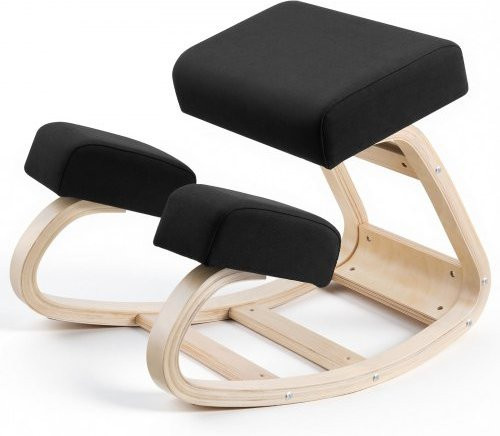 VEVOR Ergonomischer Kniehocker aus Massivholz mit dicken Schaumstoffpolstern in Schwarz oder Braun, Kniestuhl zur Entlastung von Nacken und Rücken für Zuhause und Büro - Bild 1