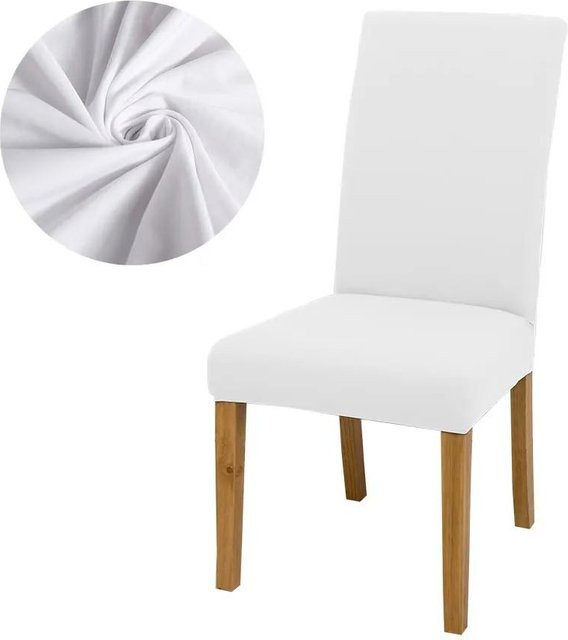 BC-Warm Home Elastischer Stuhlbezug aus Polyester und Elasthan in Weiß für Esszimmerstühle - Bild 1