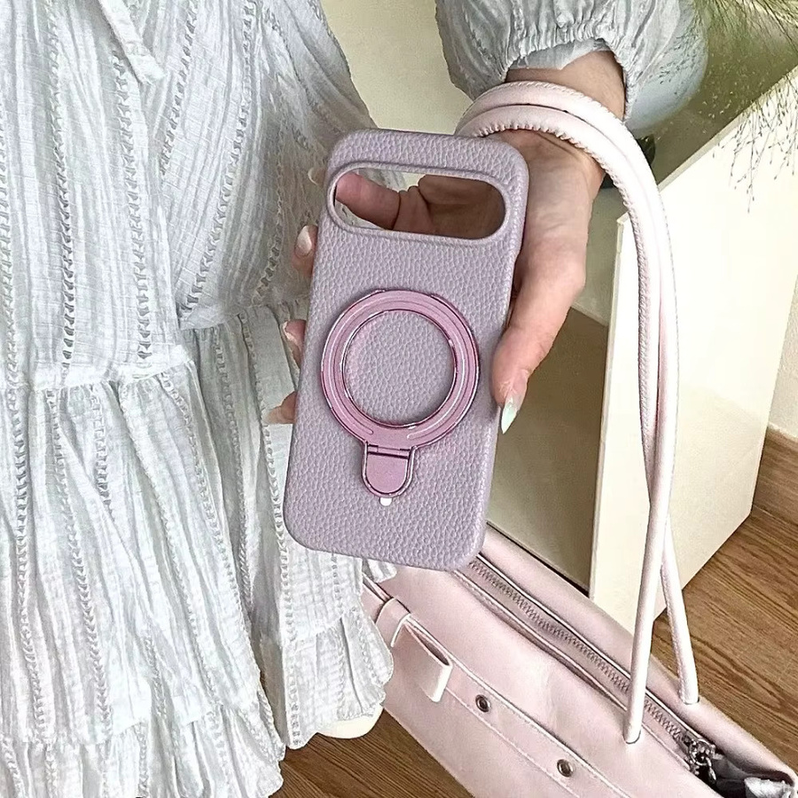 Stoßfeste PU-Ledertasche im INS-Stil mit Lychee-Muster für Google Pixel 10, 9 Pro XL, 8, 7, 6 A Pro in Weiß - Bild 1