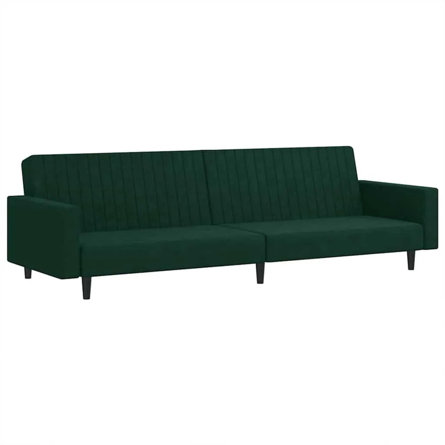 vidaXL Schlafsofa 2-Sitzer Dunkelgrün Samt mit Click-Clack-Funktion und Armlehnen - Bild 2
