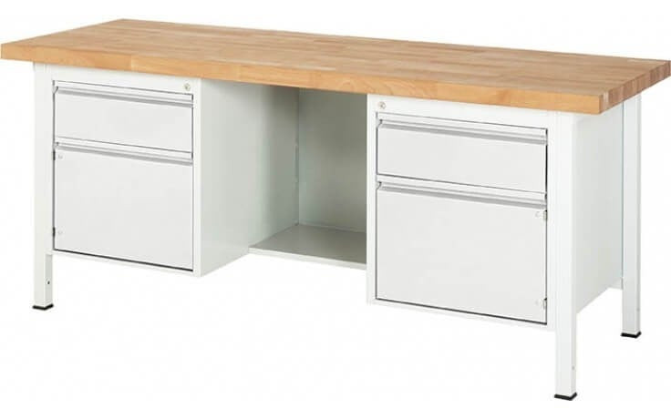 BIGBOXX Kastenwerkbank XL in Weiß mit zwei Schubladen und zwei Türen - Bild 1