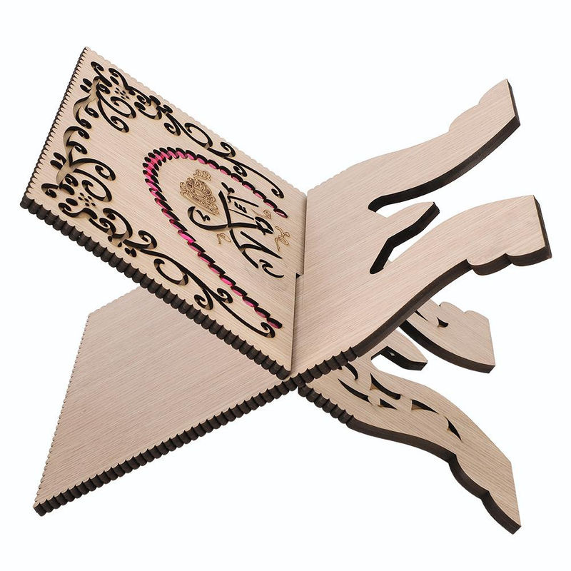 GoolRC Koran Buchhalter im Retro-Design aus Holz mit rotem Diamant-Muster, religiöser Buchständer in Rot und Beige - Bild 4
