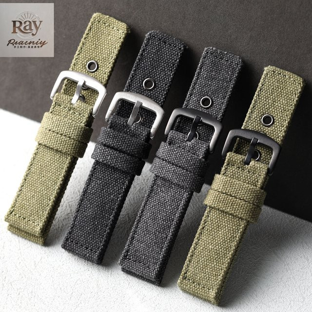 Raystray Uhrenarmband Canvas, blaugrün, schwarz, Herren - Bild 1