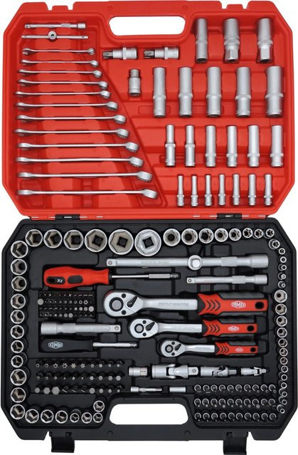 Famex 555-50 Steckschlüsselsatz 219-teilig in Rot aus Chrom-Vanadium und Edelstahl mit 1/4 Zoll - Bild 1