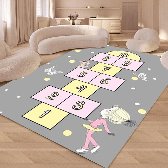 Rutschfester Kinder Teppich Lodestar mit Regenbogen und Zahlen Motiv, Mehrfarbig, B/T: 60 x 40 cm - Bild 1