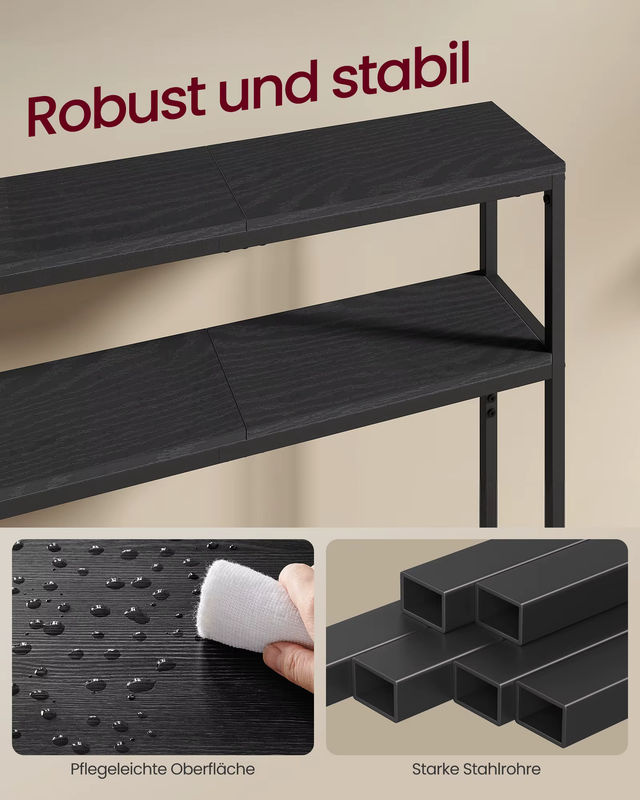 VASAGLE Konsolentisch im Industrial Design mit 2 Ablagen, Anthrazit/Schwarz, B/T/H: 100 x 20 x 80 cm - Bild 3