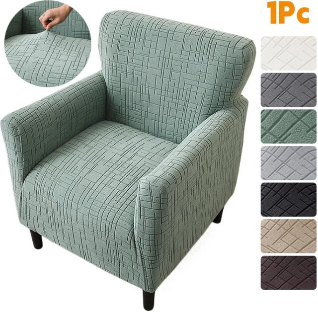 WANERQU Jacquard-Sesselbezug in Grün, elastischer Einzelsofa-Überzug für Armlehnstühle - Bild 1