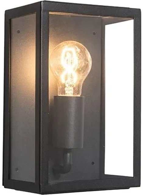 QAZQA Industrielle Außenwandleuchte Rotterdam 2 in Schwarz aus Edelstahl und Glas mit IP44 Schutz, dimmbar, E27, quadratisch, B/T/H: 16,0 x 25,5 x 60,0 cm - Bild 1