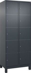 C+P Schließfachschrank Classic PLUS mit 2 Abteilen und Füßen, Anthrazitgrau, H x B x T: 195 x 80 x 50 cm - Bild 1
