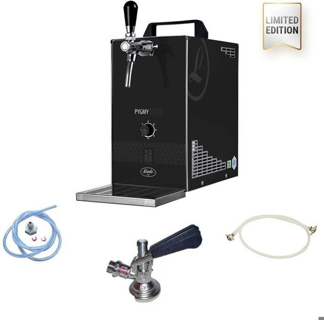 Ich-Zapfe Bierzapfanlage PYGMY 25-K LIMITED EDITION Komplett-Set mit Membranpumpe, 1-leitig, Green Line, Edelstahl, NC-Adapter, Schwarz/Grün - Bild 1
