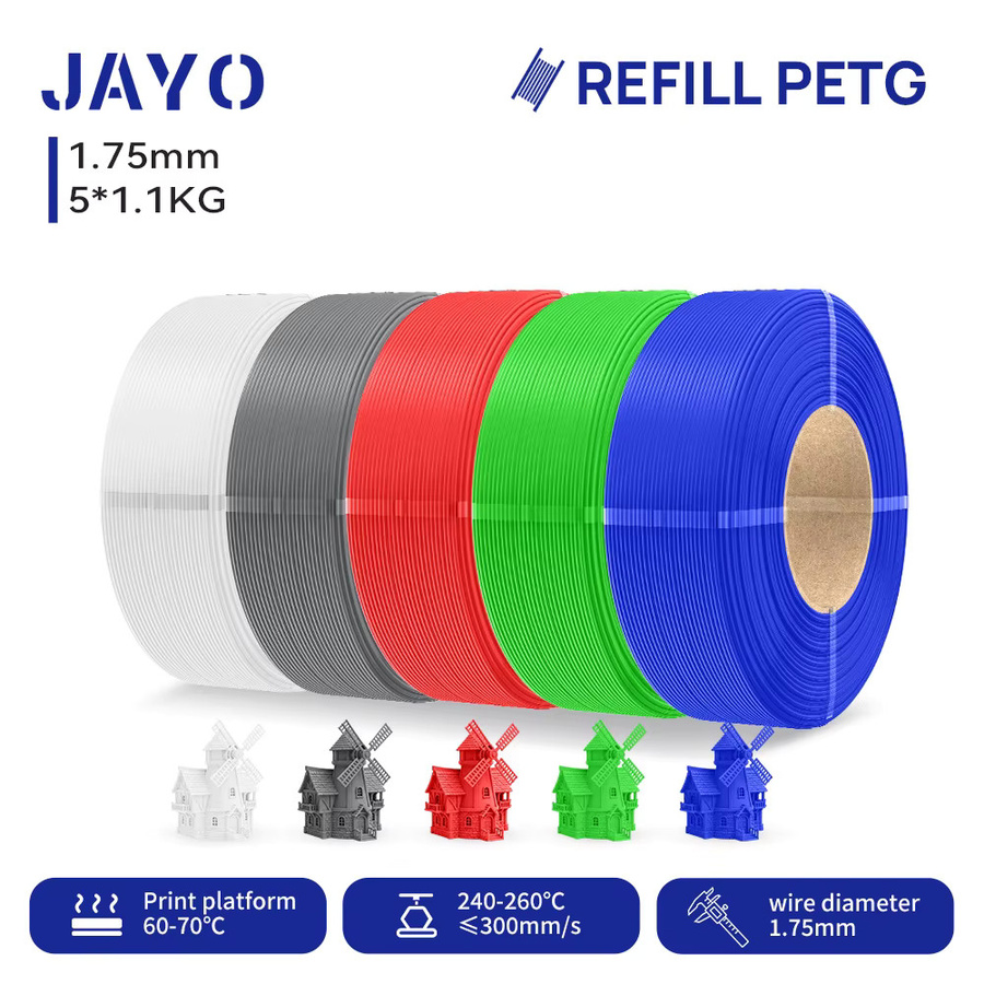 JAYO 3D-Drucker Filament Multicolor PLA/PETG/PLA+ 1,75mm für FDM-Drucker und 3D-Stifte, 5,5 kg (ohne Spule) - Bild 5