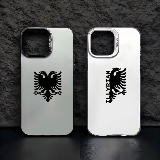 Etmakit Handyhülle mit Albanischer Flagge für iPhone 11 bis iPhone 17 Pro Max Plus Mini SE, stoßfest, Rot/Schwarz - Bild 1