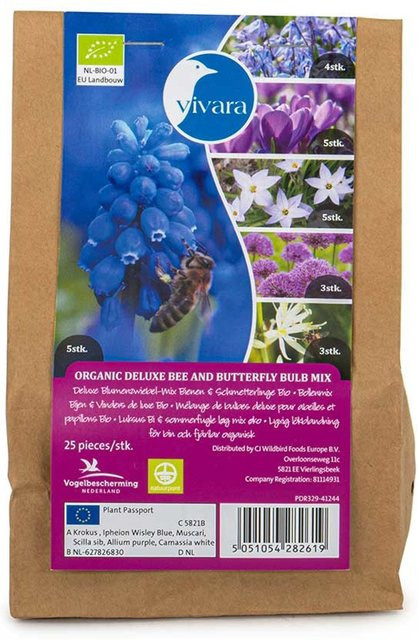 PuurBio Deluxe Bio-Blumenzwiebelmix für Bienen und Schmetterlinge, 25 Stück, Farben: Blau, Lila, Weiß - Bild 1