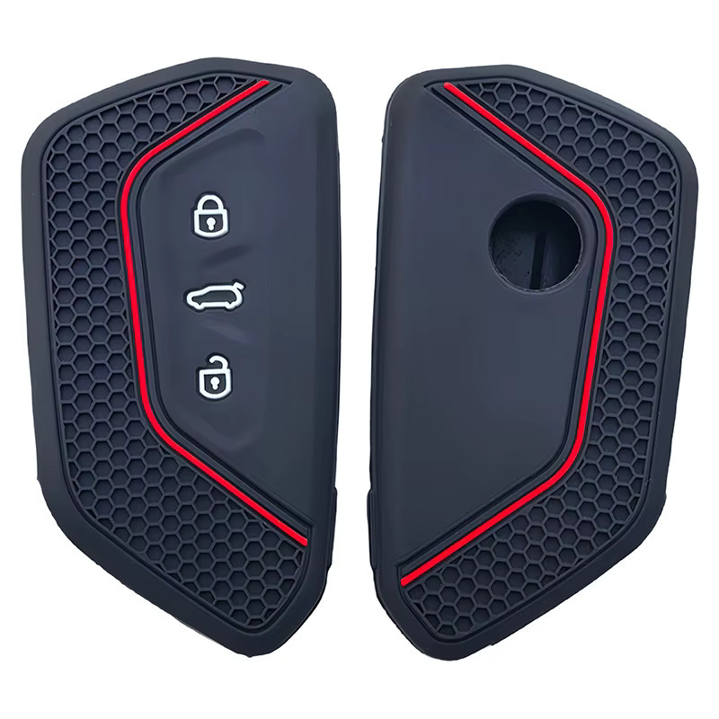 Silikon Fernbedienung Schutzhülle für Skoda Octavia 4 A8, Seat Leon FR MK4, Cupra Formentor und VW Golf 8, ID.4, Farbe: Schwarz - Bild 3