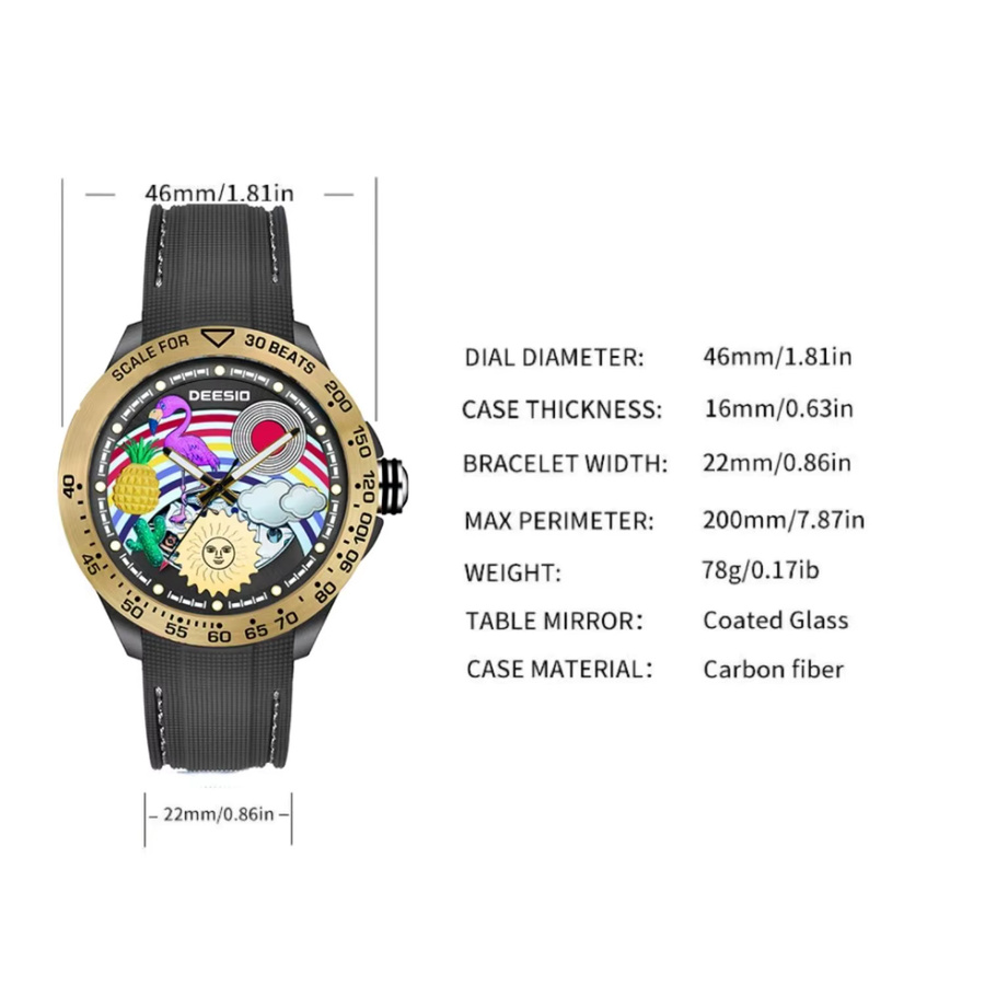Deesio Armbanduhr, Automatik, Edelstahl, Schwarz, Herren - Bild 4