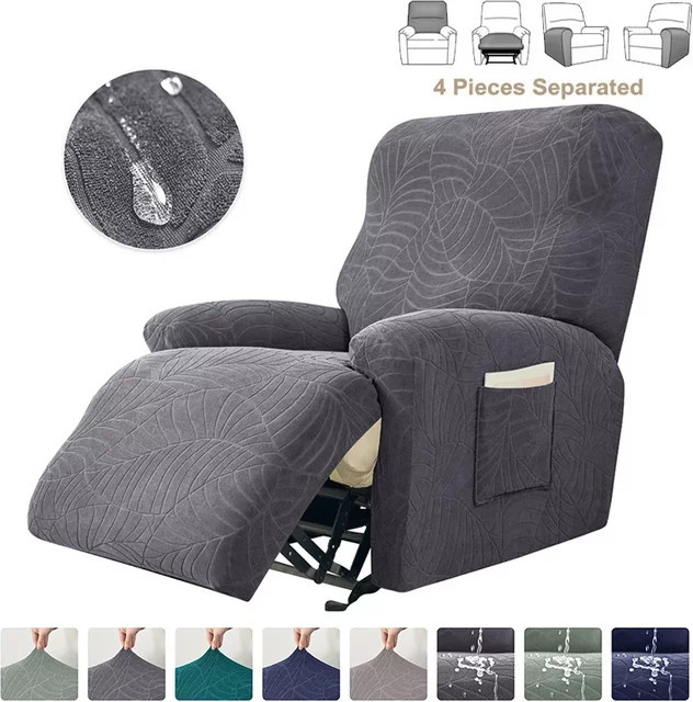 WANERQU Jacquard Sofa Schonbezug mit Blättermuster, Wasserabweisend und Elastisch, Grau - Bild 1
