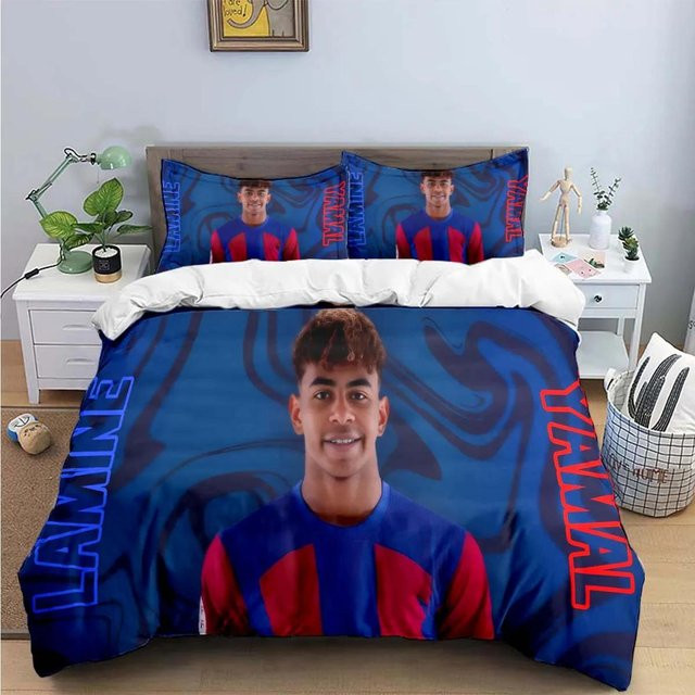 Bettwäsche-Set LjqFourteen Spanien Fußball Lamine Yamal Design, Blau, B/H: 135 x 200 cm - Bild 1