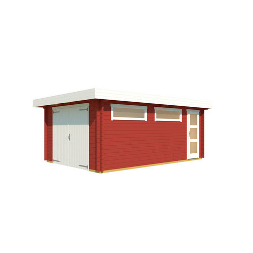 Blockgarage Lasita Maja Canberra aus Holz in Rot mit Außenmaß B: 422,7 cm x T: 600 cm - Bild 2