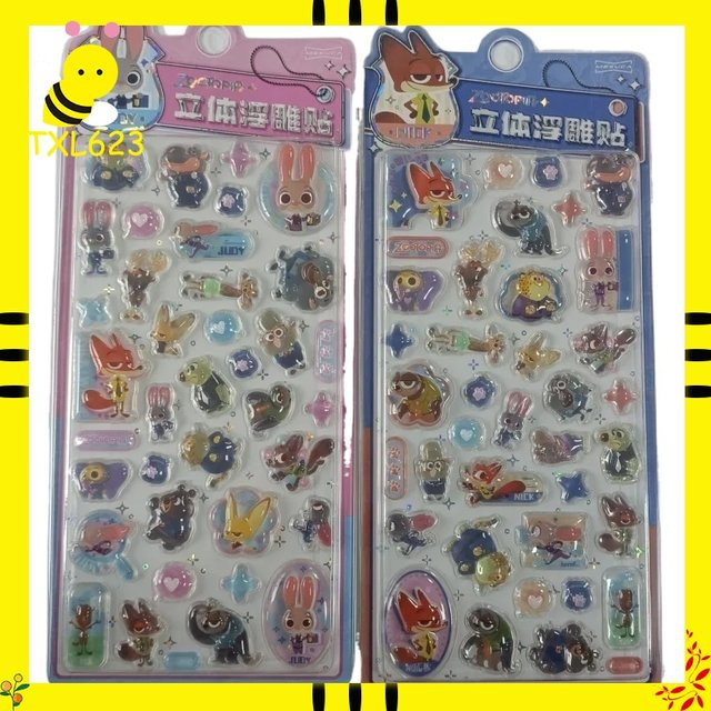 Yi ZHENG Zootopia 3D Relief Kristall-Aufkleber, 2-teiliges Set, multicolour - Bild 1
