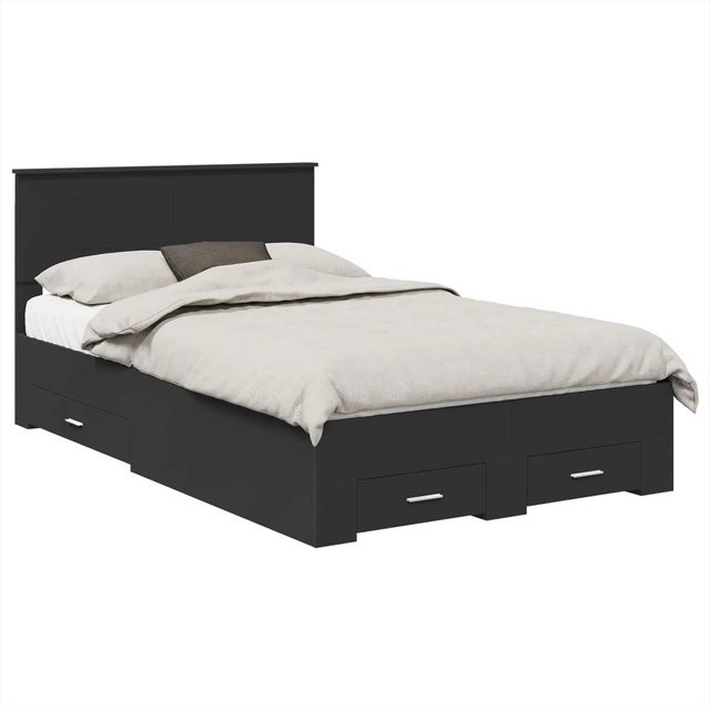 vidaXL Bettrahmen mit Kopfteil und Schubladen in Schwarz, modern, Holzwerkstoff, B/T/H: 138 x 190 x 90 cm - Bild 1