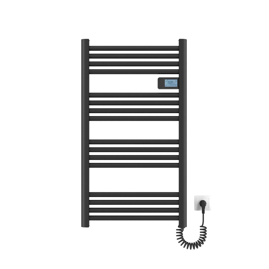 Emke Elektrischer Handtuchwärmer Schwarz 500W mit Thermostat, LED Display und Temperaturanzeige, Breite: 96 cm, Höhe: 54 cm - Bild 2