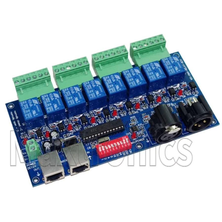 SAGE LU MEI 8 Kanal DMX512 Relais Schalter WS-DMX-RELAY-8CH mit 8 Weg Relais Steuerung für LED Lampen und Licht, Blau - Bild 2
