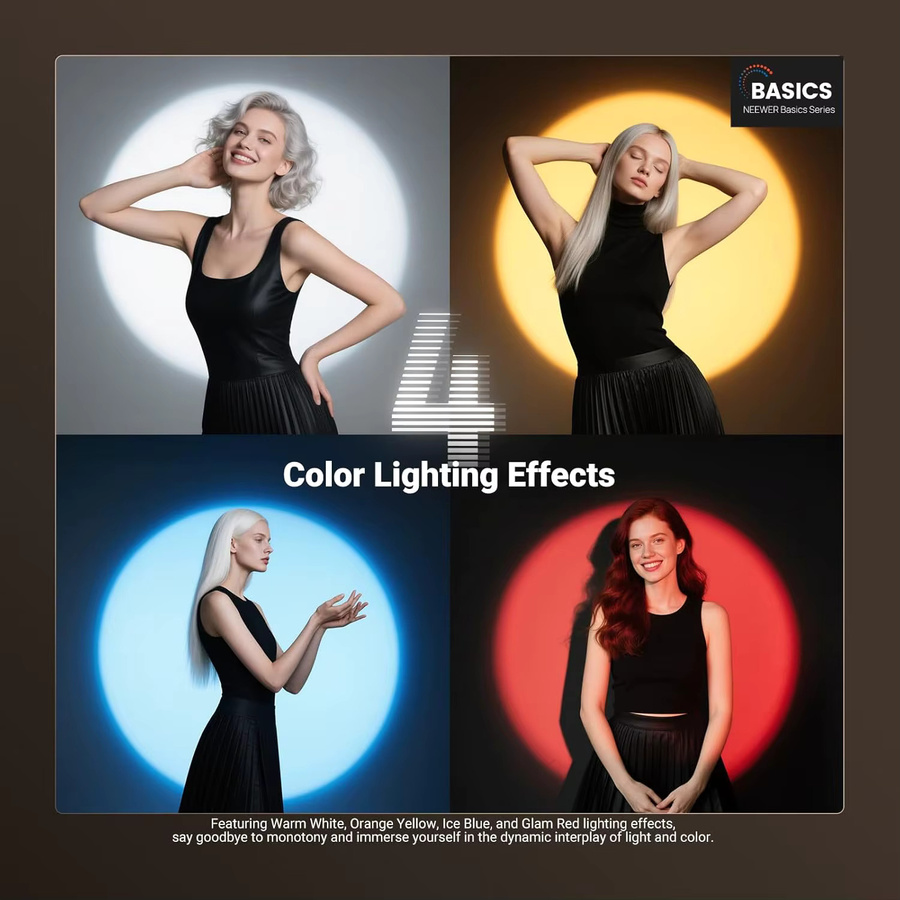 NEEWER Basics FL10 RGB-Taschenlampe mit Stativ, Tragbares LED-Spotlight in Schwarz mit 7500mAh, 10W, CRI95+ und 20 Gobo-Filtern für Studiobeleuchtung und Sonnenuntergang-Stimmungslicht - Bild 2