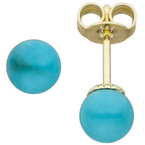 Colfem Ohrstecker 585 Gelbgold, Türkis, Unisex - Bild 1